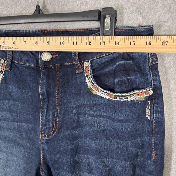 Cato Bootcut Southwest Aztec Jeans 14 Stretch Sequins Embroidered Rodeo Western - Picture 8 of 16